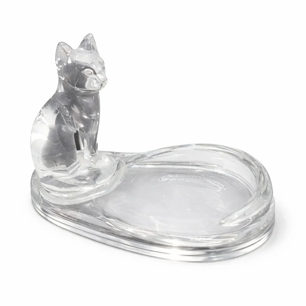 Vintage Acrylic Kitten Cat Soap Holder Lucite Clear Trinket Dish‎ Home Decor